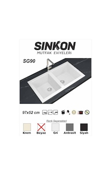 Sinkon Beyaz Granit Eviye 97 x 52 / Çift Gözlü - Sg90 - Sinkon Sinkon Beyaz Granit Eviye 97 x 52 / Çift Gözlü - Sg90 - Sinkon