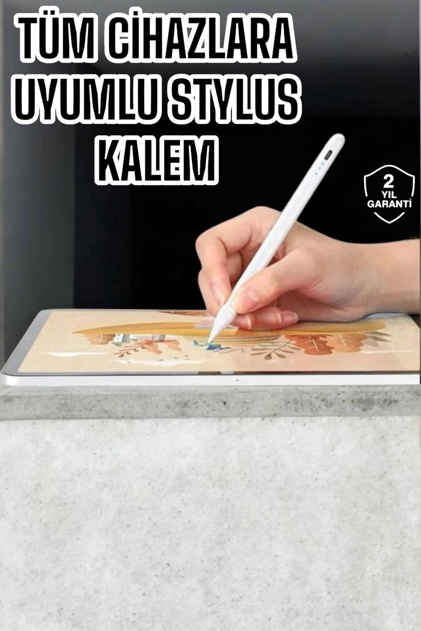 Dokunmatik Kalem Beyaz Şarjlı Yedek Uçlu Android İos Uyumlu Dokunmatik Kalem Beyaz Şarjlı Yedek Uçlu Android İos Uyumlu