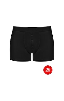 Sementa Erkek Modal Beli Kalın Lastikli Boxer 3'Lü Paket - Siyah