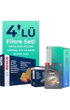 Bosch Renault Megane 1.2 Benzin Tce Filtre Bakım Seti Castrol Motor Yağlı (2016-2019) 4 Lü Bosch Renault Megane 1.2 Benzin Tce Filtre Bakım Seti Castrol Motor Yağlı (2016-2019) 4 Lü