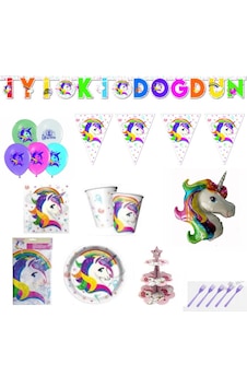 Unicorn Doğum Günü Süsleri Masa Seti Parti Seti Full Set 8 Kişili Unicorn Doğum Günü Süsleri Masa Seti Parti Seti Full Set 8 Kişili