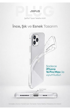 Jopus Apple iPhone Uyumlu 16 Pro Max Şeffaf Silikon Kılıf Kamera Korumalı Darbe Emicili Tıpalı Js-238 standart Jopus Apple iPhone Uyumlu 16 Pro Max Şeffaf Silikon Kılıf Kamera Korumalı Darbe Emicili Tıpalı Js-238 standart