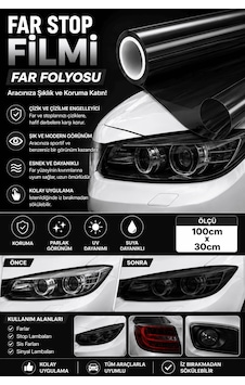 Far Stop Filmi Açık Siyah Far Folyosu 100cm X 30cm Far Çizilme Engelleyici Folyo Far Stop Filmi Açık Siyah Far Folyosu 100cm X 30cm Far Çizilme Engelleyici Folyo
