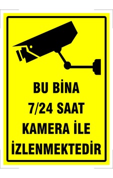 "bu Bina 7/24 Saat Kamera İle İzlenmektedir - A4 Folyo Baskı Folyo Etiket Baskı Sticker