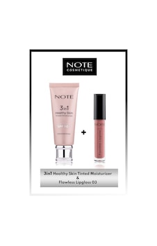 Note Cosmetics 3 In 1 Tinted Ton Eşitleyici 50 Spf Krem & Flawless Lipgloss Ruj 03 - Pembe Makyaj Seti Note Cosmetics 3 In 1 Tinted Ton Eşitleyici 50 Spf Krem & Flawless Lipgloss Ruj 03 - Pembe Makyaj Seti