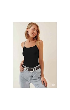 Unika Boutique Kadın Çift Katlı Ip Askılı Atlet Unika Siyah