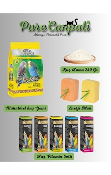 Muhabbet Kuşu Bakım Seti Yem, Kuş Kumu, Enerji Blok Ve Vitamin Destekli Komple Paket 400 G Muhabbet Kuşu Bakım Seti Yem, Kuş Kumu, Enerji Blok Ve Vitamin Destekli Komple Paket 400 G