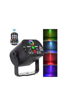 Ginny Disko Led Rgb Lazer Işıklı Led Aydınlatmalı Mini Sahne Ses Kontrollü Parti Işığı Ct-lzr1 Siyah Black