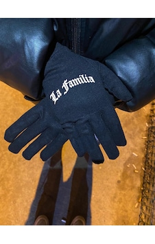 La Familia Reflektörlü Siyah Kumaş Eldiven1-fosfor-esnek-kış-drill-kar-motor-bisiklet Siyah