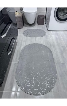 Varaklı Gri 2 Li Banyo Paspası