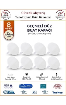 Trendhomm Buat Kapağı - Düz - Beyaz - 8 Adet Trendhomm Buat Kapağı - Düz - Beyaz - 8 Adet