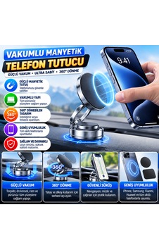 Vakumlu Manyetik Telefon Tutucu Güçlü Vakum 360 Döner Araç İçi Telefon Standı, Ultra Sabit Manyetik Destek - Vakumlu Manyetik Telefon Tutucu Güçlü Vakum 360 Döner Araç İçi Telefon Standı, Ultra Sabit Manyetik Destek -