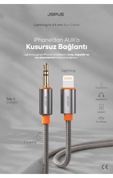 Jopus 11 12 13 14 Pro Max Serisi Uyumlu Lightning Örgülü Aux Kablosu, İphone Aux Tak Çalıştır, 1m Ja-05 Jopus 11 12 13 14 Pro Max Serisi Uyumlu Lightning Örgülü Aux Kablosu, İphone Aux Tak Çalıştır, 1m Ja-05
