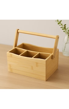 Bambu Ahşap Kaşıklık 3+1 Bölmeli Taşıma Kulplu - Tezgah Üstü Belirtilmemis Bambu Ahşap Kaşıklık 3+1 Bölmeli Taşıma Kulplu - Tezgah Üstü Belirtilmemis