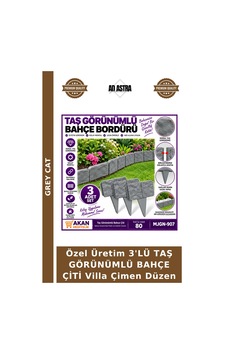 Özel Üretim 3'lü Taş Görünümlü Bahçe Çiti Villa Çimen Düzen Çok Renkli