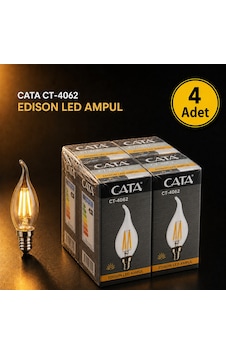 Cata 4w Led Filament Kıvrık Buji Ampul Ct-4062 Gün- Işık 4 Lü Paket Gün Işığı Cata 4w Led Filament Kıvrık Buji Ampul Ct-4062 Gün- Işık 4 Lü Paket Gün Işığı