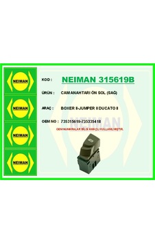 Bescher Cam Anahtarı Ön Sol Sağ Boxer Iı-jumper Iı Ducato Iı Neıman 315619b 735315619 735335418 Bescher Cam Anahtarı Ön Sol Sağ Boxer Iı-jumper Iı Ducato Iı Neıman 315619b 735315619 735335418
