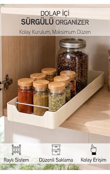 Kendinden Bantlı Sürgülü Raylı Çok Amaçlı Dolap İçi Organizer Banyo Mutfak Dolap Düzenleyici 13x34cm Krem Kendinden Bantlı Sürgülü Raylı Çok Amaçlı Dolap İçi Organizer Banyo Mutfak Dolap Düzenleyici 13x34cm Krem