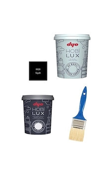 Hobilux 0,9lt Set Hobilux Akrilik Ipek Mat Boya Hobilux Mat Vernik Kestirme Fırça Siyah