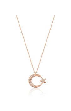 Ayyıldızlı Rose Gümüş Kadın Kolyesi Uc-520 Ayyıldızlı Rose Gümüş Kadın Kolyesi Uc-520