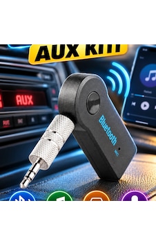 Bluetooth Aux Araç Kiti Siyah Kablosuz Müzik Aktarım Adaptörü Bluetooth Aux Araç Kiti Siyah Kablosuz Müzik Aktarım Adaptörü