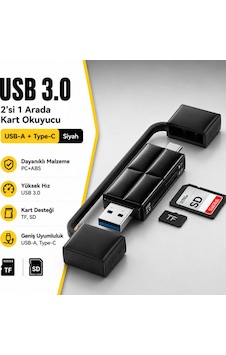 Essager Usb 3.0 Type-c Usb-a Sd Tf Micro Sd Kart Okuyucu 2'si 1 Arada Otg 5gbps Essager Usb 3.0 Type-c Usb-a Sd Tf Micro Sd Kart Okuyucu 2'si 1 Arada Otg 5gbps