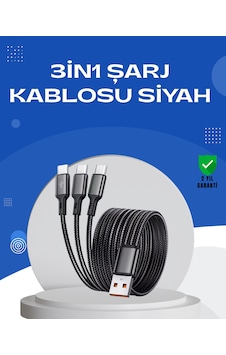 Evrensel 3 Başlıklı Şarj Kablosu Apple Uyumlu iPhone Huawei Samsung İçin - Evrensel 3 Başlıklı Şarj Kablosu Apple Uyumlu iPhone Huawei Samsung İçin -