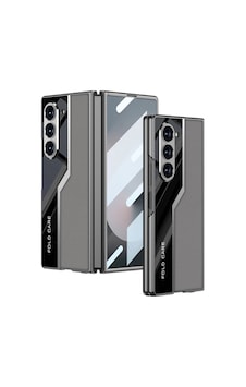 Samsung Galaxy Uyumlu Z Fold 6 Kılıf Ultra İnce Kamera Korumalı Pc + Deri Arka Yüzey Zore Kıpta Poligan Kapak Çok Renkli
