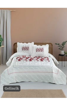 Çift Kişilik Kapitone Yatak Örtüsü, Klasik Desenli Model - Gelincik 250 X 260cm Kırmızı Çift Kişilik Kapitone Yatak Örtüsü, Klasik Desenli Model - Gelincik 250 X 260cm Kırmızı