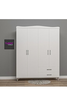 Klasik 4 Kapılı Gardrop Mdf Sis Gri Klasik 4 Kapılı Gardrop Mdf Sis Gri