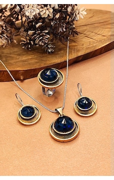 Kadın Otantik Gümüş Set Tasarım Safir Taşlı Kolye Küpe Ayarlanabilir Yüzük Aks-2049 Kadın Otantik Gümüş Set Tasarım Safir Taşlı Kolye Küpe Ayarlanabilir Yüzük Aks-2049