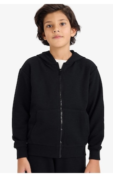 Defacto Erkek Çocuk Kapüşonlu Pike Fermuarlı Sweatshirt B6503a826spbk81 Siyah-bk81