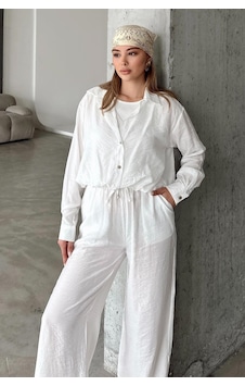 Olcay Atlet Ve Kolye Aksesuarlı Chrush Kısa Gömlek Beyaz 9353 Olcay Atlet Ve Kolye Aksesuarlı Chrush Kısa Gömlek Beyaz 9353