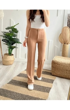 Açelya Ultra Yüksek Bel Full Likralı Pantolon Camel