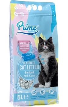 Prime Marsilya Sabunu Kokulu İnce Topaklaşan Bentonit Kedi Kumu 5 L