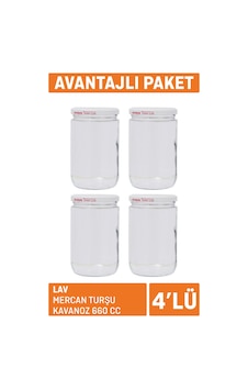 Lav Mercan Turşu Kavanoz 4'lü 660 Cc Açık Yeşil - Beyaz