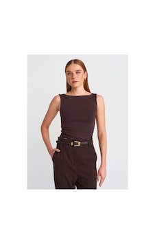 Dilvin 31589 Büzgülü Kayık Yaka Top Ekru Dilvin 31589 Büzgülü Kayık Yaka Top Ekru