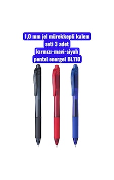 1,0 Mm Jel Mürekkepli Kalem Seti 3 Adet Kırmızı-mavi-siyah Pentel Energel Bl110 Çok Renkli 1,0 Mm Jel Mürekkepli Kalem Seti 3 Adet Kırmızı-mavi-siyah Pentel Energel Bl110 Çok Renkli
