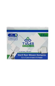 Tules - Steril Non Woven Kompress 7,5cm X 7,5cm 4 Kat 5li 20 Paket Tules - Steril Non Woven Kompress 7,5cm X 7,5cm 4 Kat 5li 20 Paket