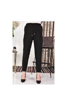 Ggmm Beli Lastikli Dabıl Kumaş Pantolon Siyah - 621259658 Siyah