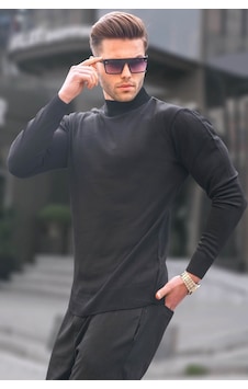 Madmext Siyah Slim Fit Yarım Balıkçı Yaka Erkek Triko Kazak 6343 Siyah Madmext Siyah Slim Fit Yarım Balıkçı Yaka Erkek Triko Kazak 6343 Siyah