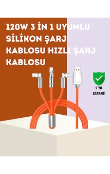 3 Ü 1 Arada Kablo - 120w Hızlı Şarj Ve Veri Aktarımı Özellikli 3 Ü 1 Arada Kablo - 120w Hızlı Şarj Ve Veri Aktarımı Özellikli