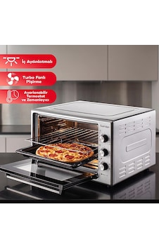 Şamdan 2033 60 L Çift Camlı Turbo İç Aydınlatmalı Zaman Ve Isı Ayarlı Mini/Midi Fırın Şamdan 2033 60 L Çift Camlı Turbo İç Aydınlatmalı Zaman Ve Isı Ayarlı Mini/Midi Fırın