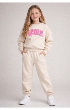 Noble Kids Kız Çocuk Logo Baskılı Hafif Şardonlu Eşofman Takım Krem Noble Kids Kız Çocuk Logo Baskılı Hafif Şardonlu Eşofman Takım Krem
