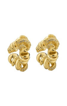 Gold Taşlı Burgulu Küpe Altın Gold Taşlı Burgulu Küpe Altın