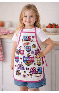 3-5 Yaş Çocuk Mutfak Önlüğü 35x50 Cm Su Geçirmez, Leke Tutmaz, Pamuk Polyester Karışımlı Pembe - Mavi 3-5 Yaş Çocuk Mutfak Önlüğü 35x50 Cm Su Geçirmez, Leke Tutmaz, Pamuk Polyester Karışımlı Pembe - Mavi