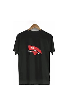 Freedom Store 1 Mayıs Emek Ve Dayanışma Bayraklı Emekçi Baskılı Bisiklet Yaka T-shirt - Siyah