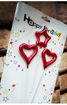 Red Heart Candle 2 Adet Metalik Kırmızı Kalpli Pasta Mumu 1 Adet Yıldız Mum Kalpli Doğum Günü Mumu Renkli Red Heart Candle 2 Adet Metalik Kırmızı Kalpli Pasta Mumu 1 Adet Yıldız Mum Kalpli Doğum Günü Mumu Renkli
