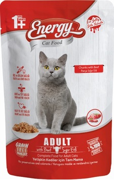 Energy Sığır Etli Yetişkin Yaş Kedi Maması 24 x 85 G Energy Sığır Etli Yetişkin Yaş Kedi Maması 24 x 85 G