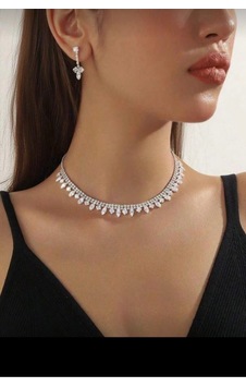 Gümüş Kaplama Sultan Kolye Ve Küpe Seti 2'lü Set Davet Düğün Nişan Abiye Özel Vr Günlük Kullanım Gümüş Gümüş